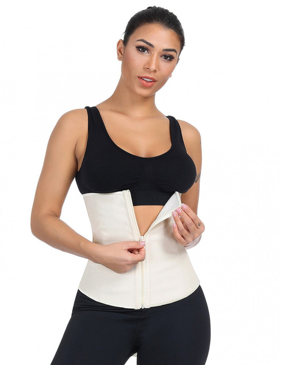 Plus Size Latex Waist Trainer with Zipper – Abdominal Control Fitness Belt