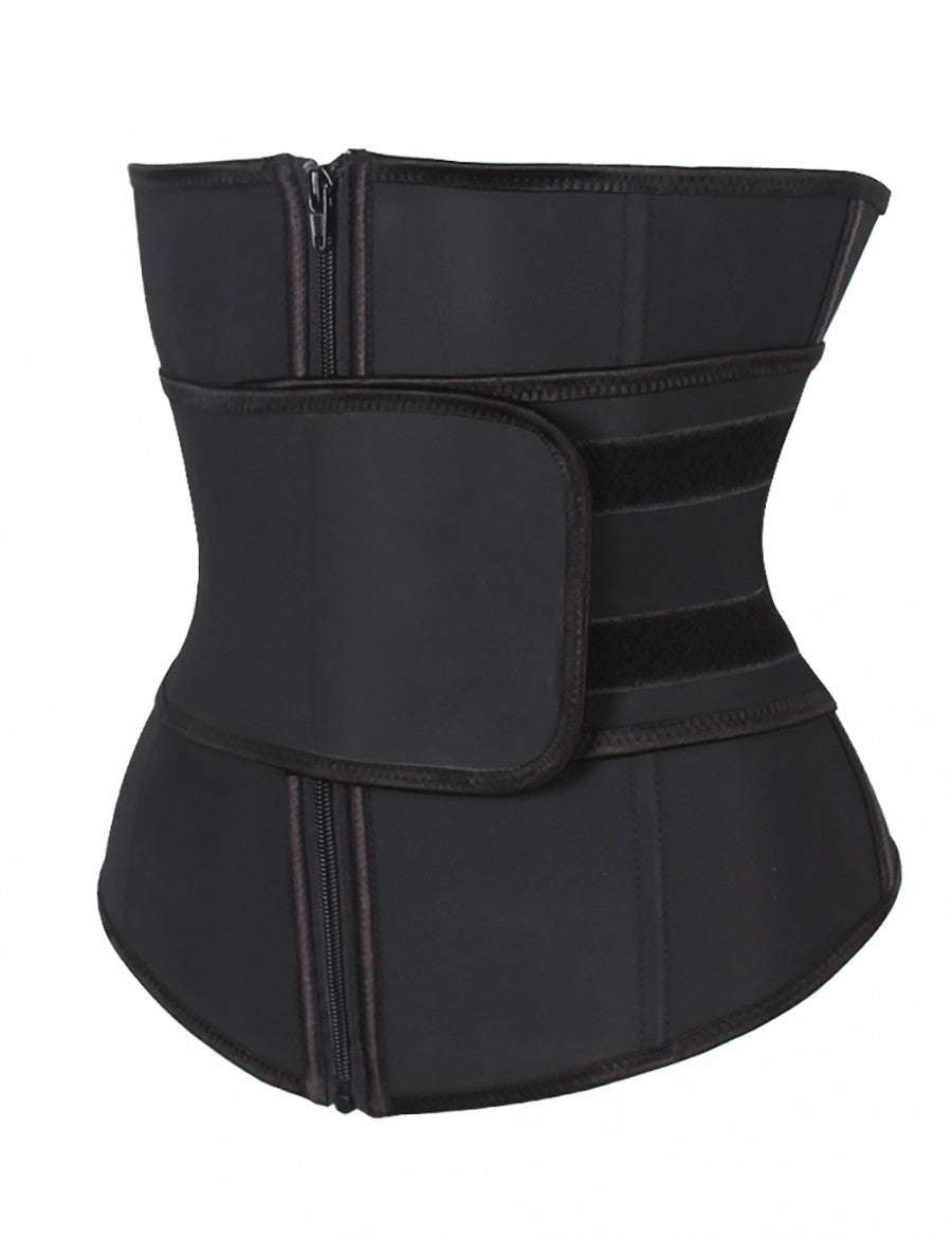 Plus Size Latex Waist Trainer with Zipper – Abdominal Control Fitness Belt