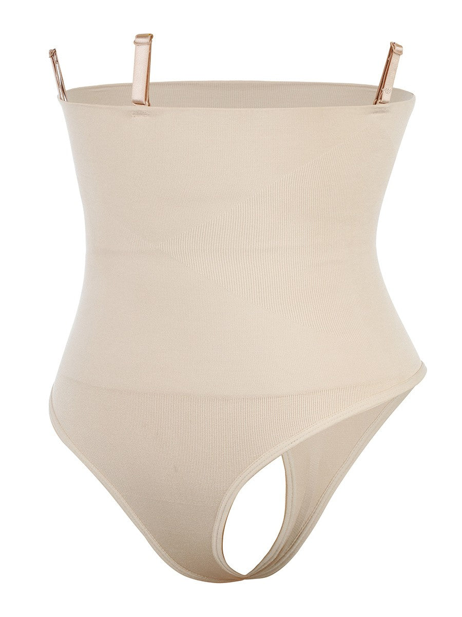 Seamless High Waist Tummy Control Thong – Three Clasps Panty Shaper | Black & Skin Color Shapewear