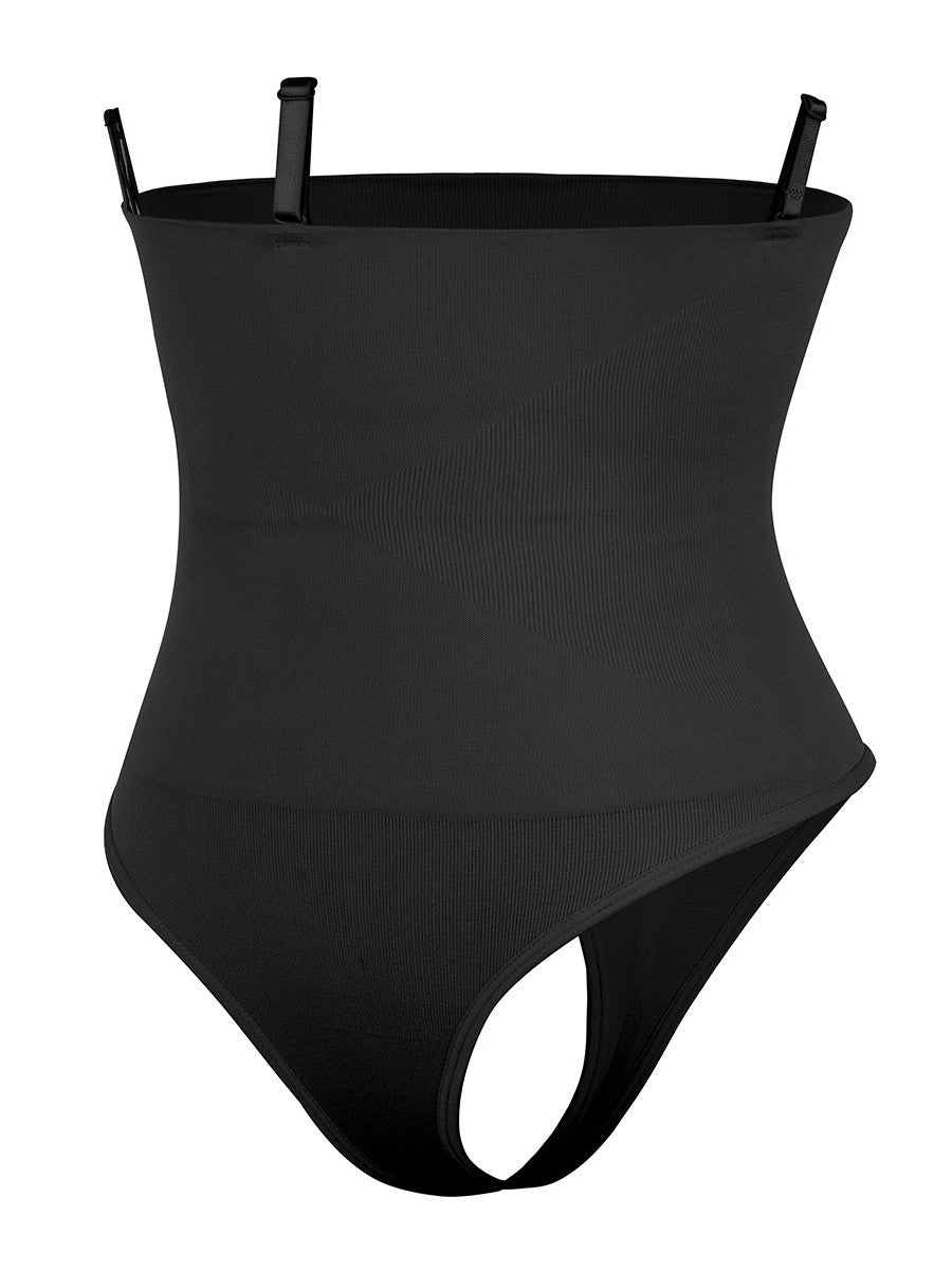 Seamless High Waist Tummy Control Thong – Three Clasps Panty Shaper | Black & Skin Color Shapewear
