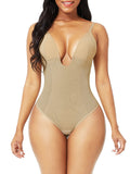 Black Plunge Low-Back Thong Shapewear Bodysuit Waist Slimmer – Adjustable & Padded