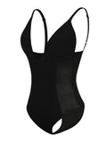 Black Plunge Low-Back Thong Shapewear Bodysuit Waist Slimmer – Adjustable & Padded