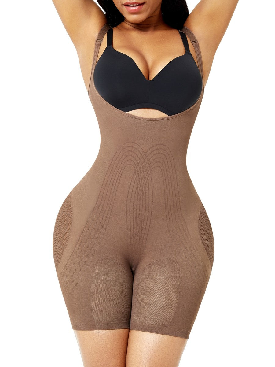 Seamless Plus Size Body Shaper – Elastic Tummy Control with Open Gusset
