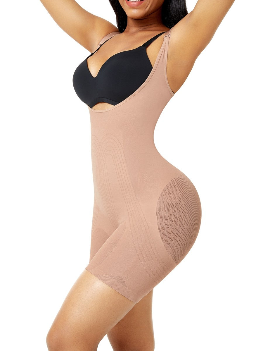 Seamless Plus Size Body Shaper – Elastic Tummy Control with Open Gusset