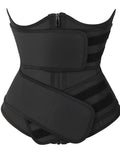 Black Under Bust Latex Waist Trainer with Double Belt Compression