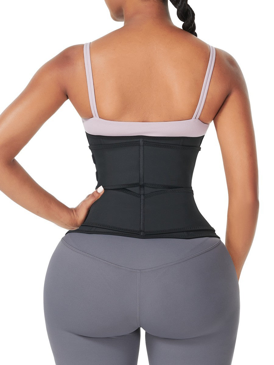 Black Under Bust Latex Waist Trainer with Double Belt Compression