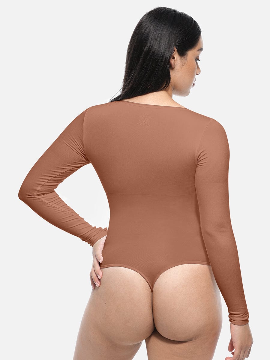 Seamless Long-Sleeve Corset Shapewear Bodysuit