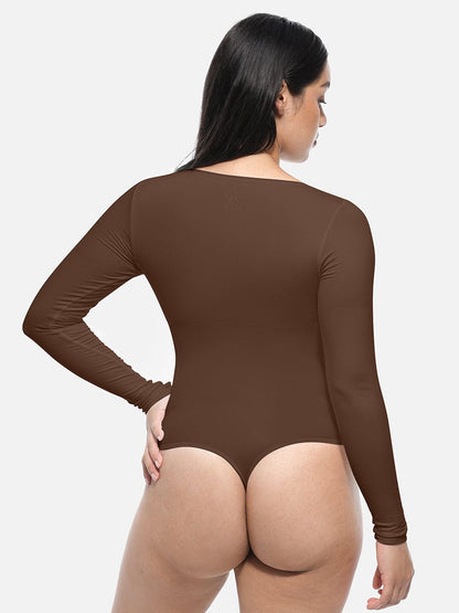 Seamless Long-Sleeve Corset Shapewear Bodysuit
