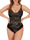 One-Piece Lace Jacquard Thong Shaping Bodysuit for Women