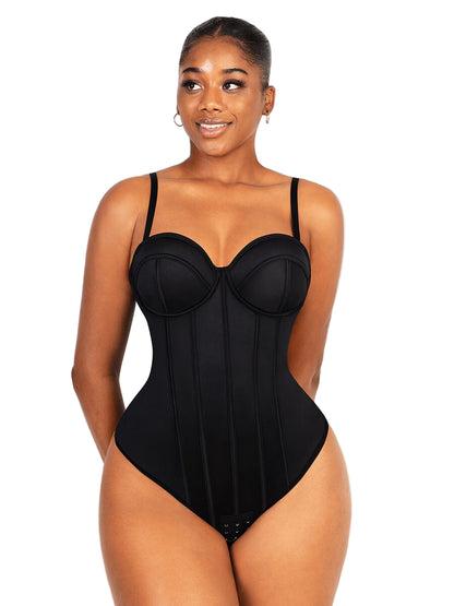Shimmer Built-In Cup Bodysuit with Underwire Support – Waist Slimming & Shaping Thong