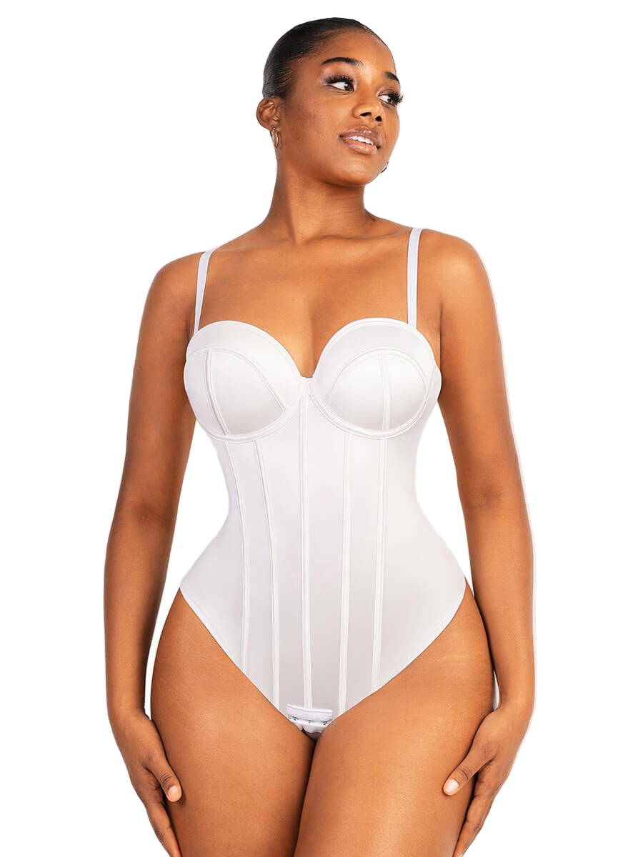 Shimmer Built-In Cup Bodysuit with Underwire Support – Waist Slimming & Shaping Thong