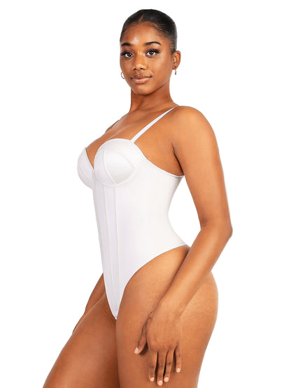 Shimmer Built-In Cup Bodysuit with Underwire Support – Waist Slimming & Shaping Thong