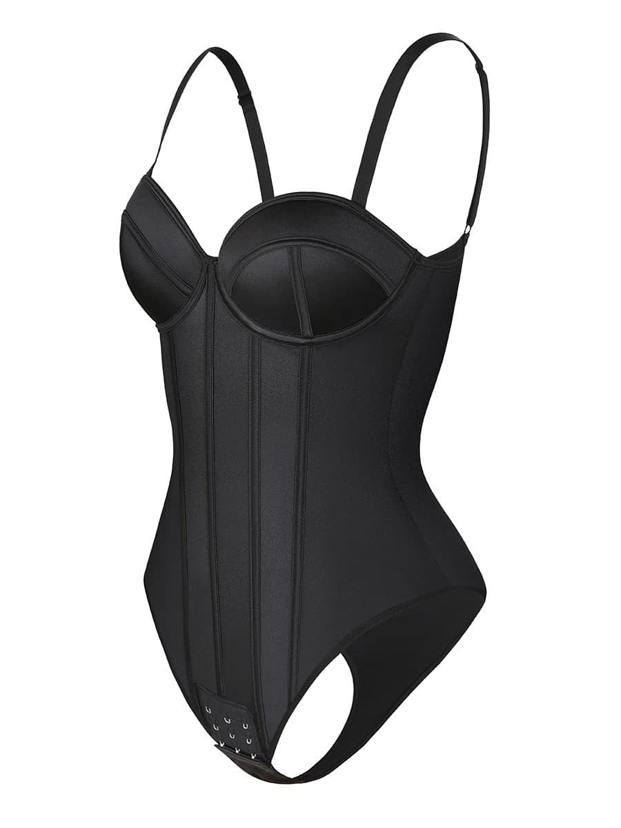 Shimmer Built-In Cup Bodysuit with Underwire Support – Waist Slimming & Shaping Thong