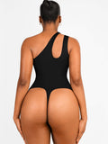 Asymmetrical Shoulder Cutout Shaping Bodysuit for Women – Tummy Control & Bust Support