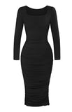 Square Neck Pleated Over-the-Knee Shaping Wear