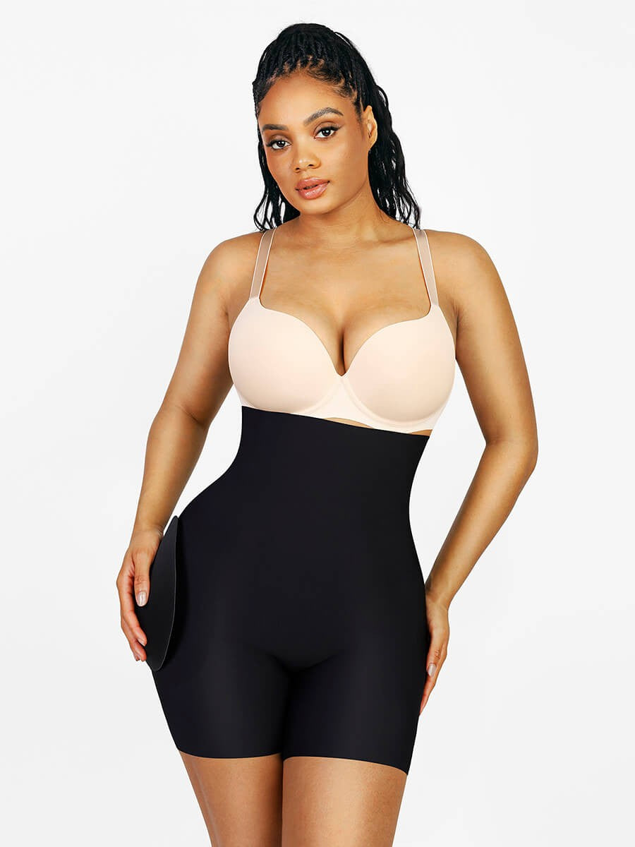 Seamless Hip Lifting Shapewear Shorts with Removable Pads & 3D Curve Enhancer