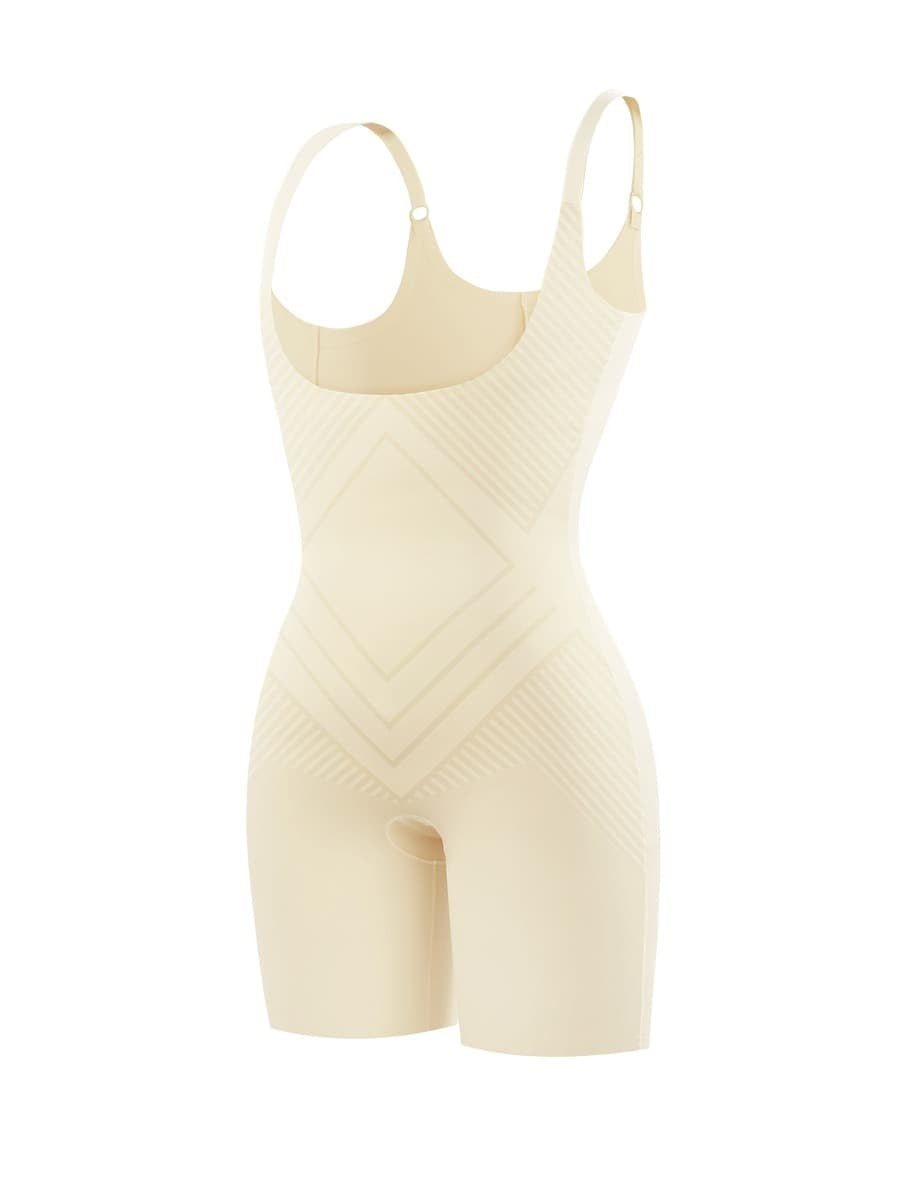 Seamless Liquid Spandex Shaping Bodysuit with Adjustable Straps & 3D Butt Lift