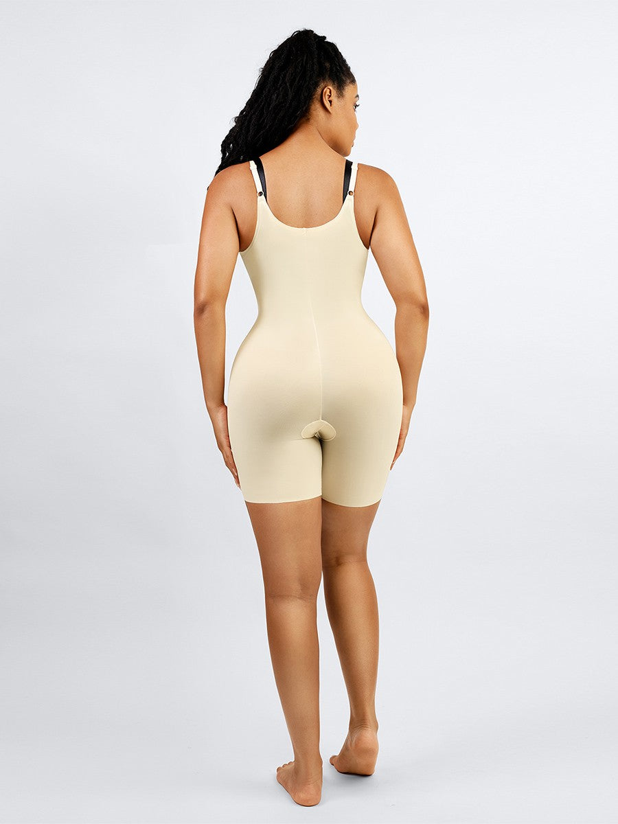 Seamless Liquid Spandex Shaping Bodysuit with Adjustable Straps & 3D Butt Lift