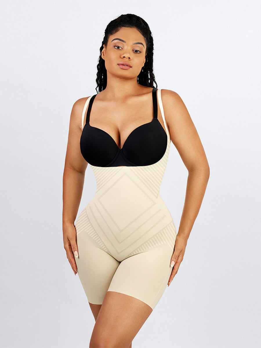 Seamless Liquid Spandex Shaping Bodysuit with Adjustable Straps & 3D Butt Lift