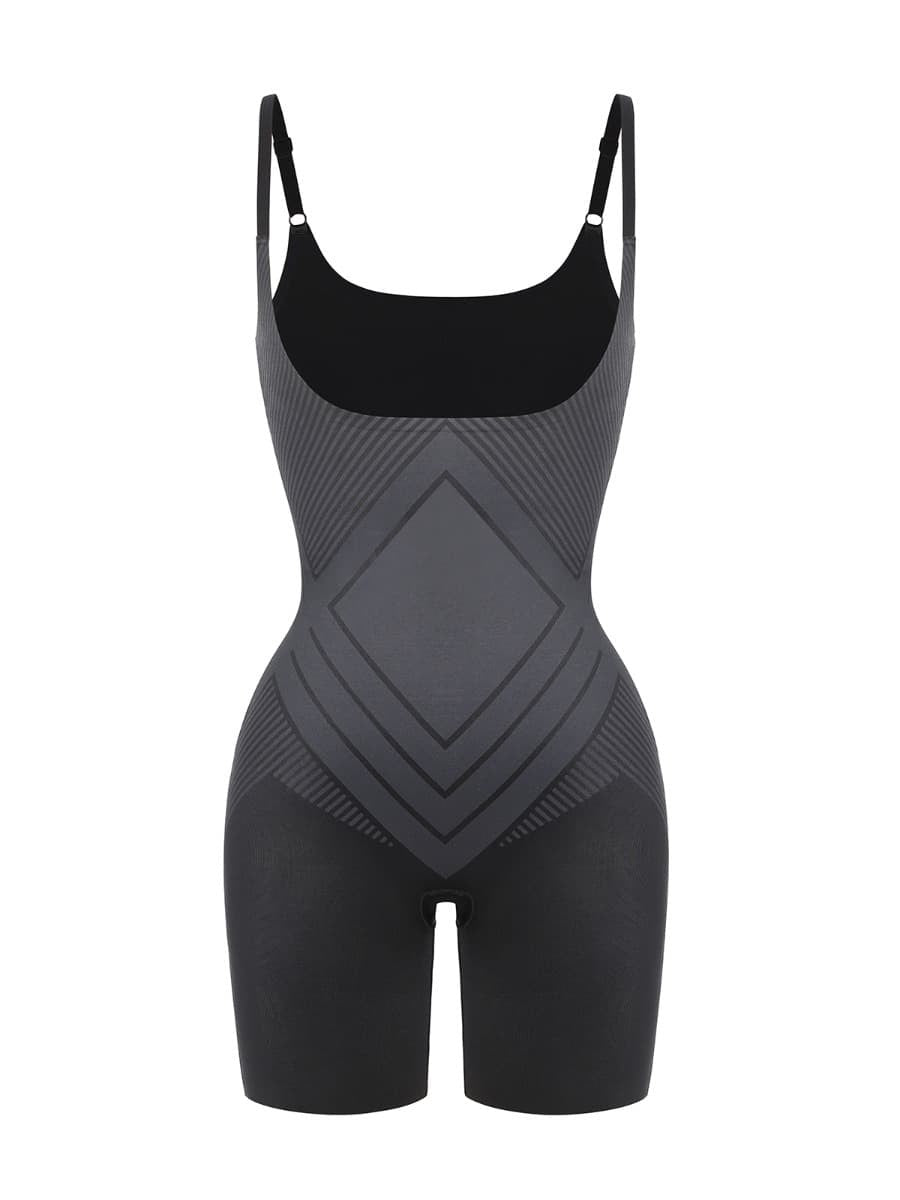 Seamless Liquid Spandex Shaping Bodysuit with Adjustable Straps & 3D Butt Lift