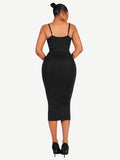 Spaghetti Strap V-Neck Maxi Shaper Dress – Elegant Body Sculpting Dress for Women