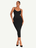 Spaghetti Strap V-Neck Maxi Shaper Dress – Elegant Body Sculpting Dress for Women