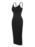 Spaghetti Strap V-Neck Maxi Shaper Dress – Elegant Body Sculpting Dress for Women