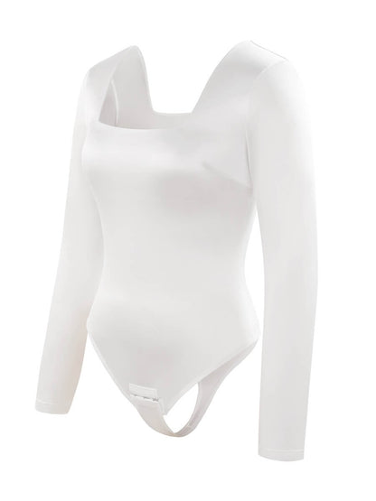 Square-Neck Long-Sleeve Sculpting Bodysuit