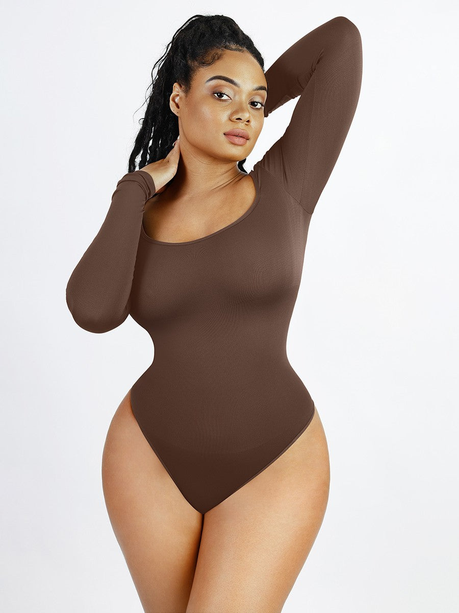 Sustainable Square Neck Waist Control Thong Bodysuit – Eco-Friendly Shaping Wear for Women