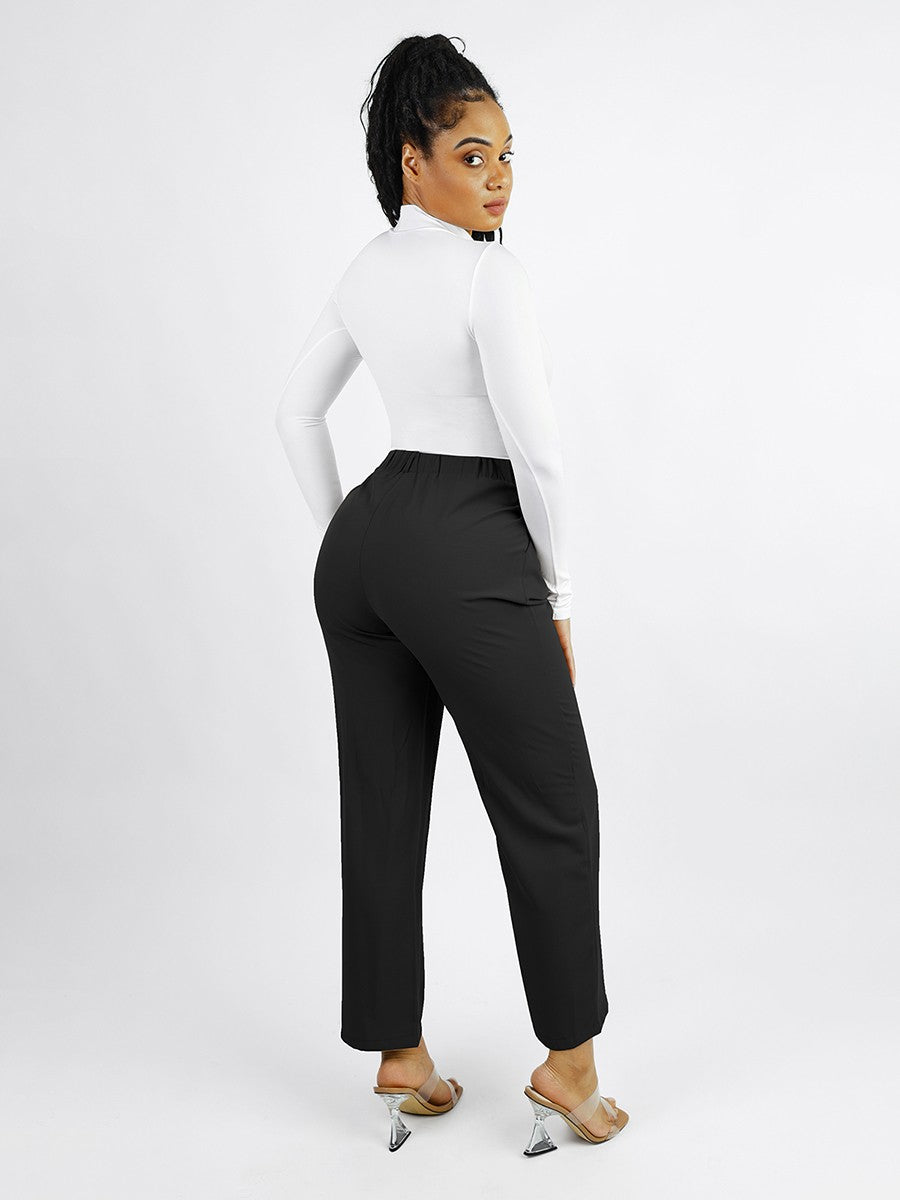 Seamless Recycled Fabric Turtleneck Long Sleeve Thong Bodysuit | Eco-Friendly Slim Fit