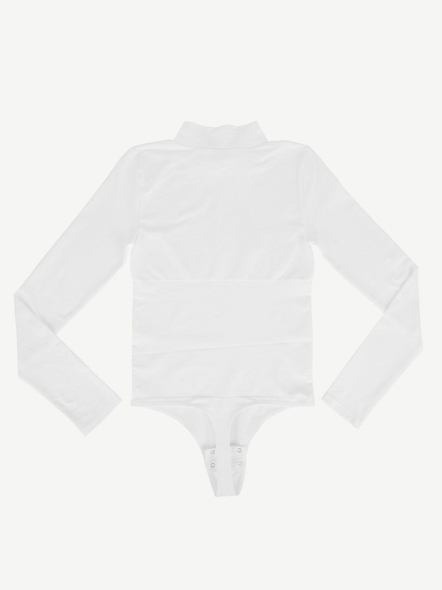 Seamless Recycled Fabric Turtleneck Long Sleeve Thong Bodysuit | Eco-Friendly Slim Fit