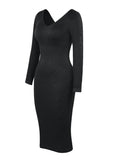 New Brown V-Neck Seamless Screw Thread Fabric Body Shaper Dress