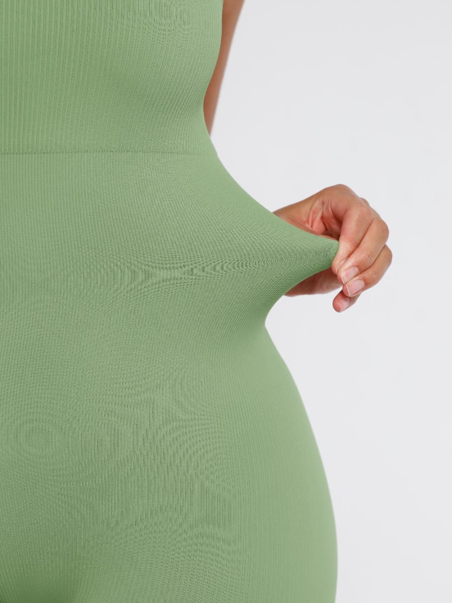 Women’s Seamless Sling Jumpsuit – High Stretch Tummy Control Shapewear with Removable Cup Pads
