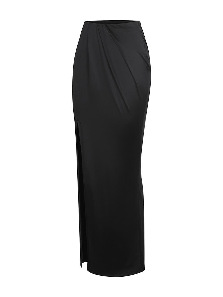 2-Piece Swing Collar Pleated Shaping Dress Set with Built-in Corset