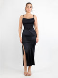 2-Piece Swing Collar Pleated Shaping Dress Set with Built-in Corset