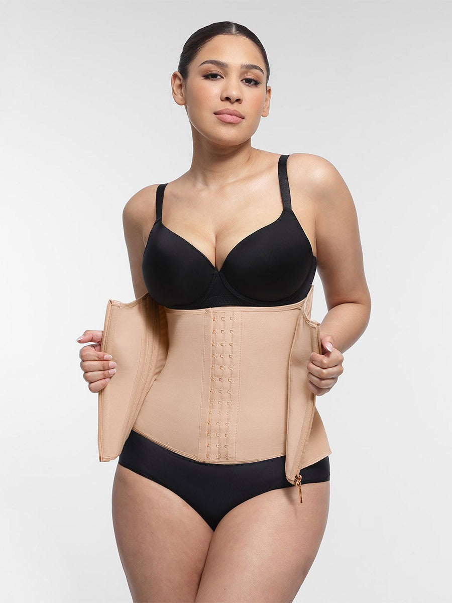 Luxury Gold Zipper U-Shaped Steel Boned Waist Cincher Girdle – 15 Steel Bones Compression Shaper