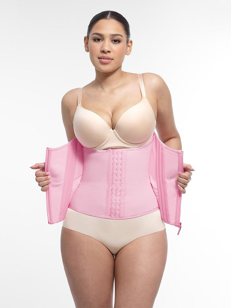 Luxury Gold Zipper U-Shaped Steel Boned Waist Cincher Girdle – 15 Steel Bones Compression Shaper
