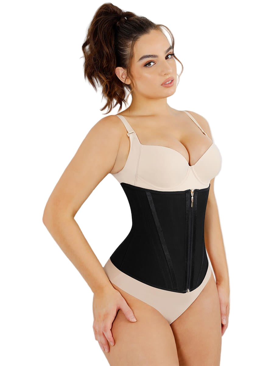 Luxury Gold Zipper U-Shaped Steel Boned Waist Cincher Girdle – 15 Steel Bones Compression Shaper