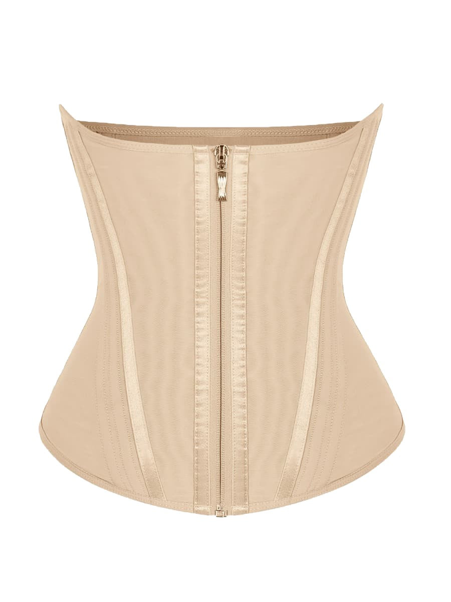 Luxury Gold Zipper U-Shaped Steel Boned Waist Cincher Girdle – 15 Steel Bones Compression Shaper