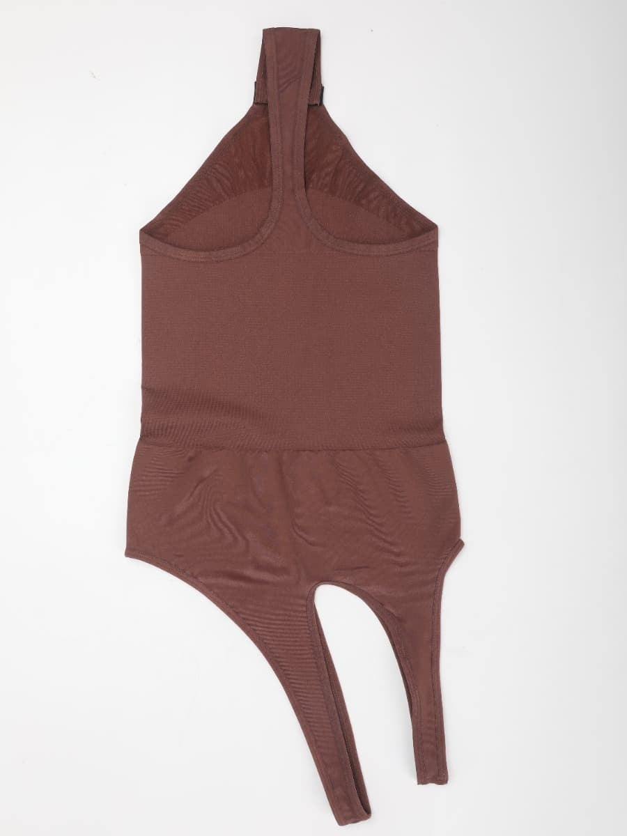 Fashion Seamless One-Shoulder Cut Out Waist Shapewear Bodysuit | Chest Support & T-String Design