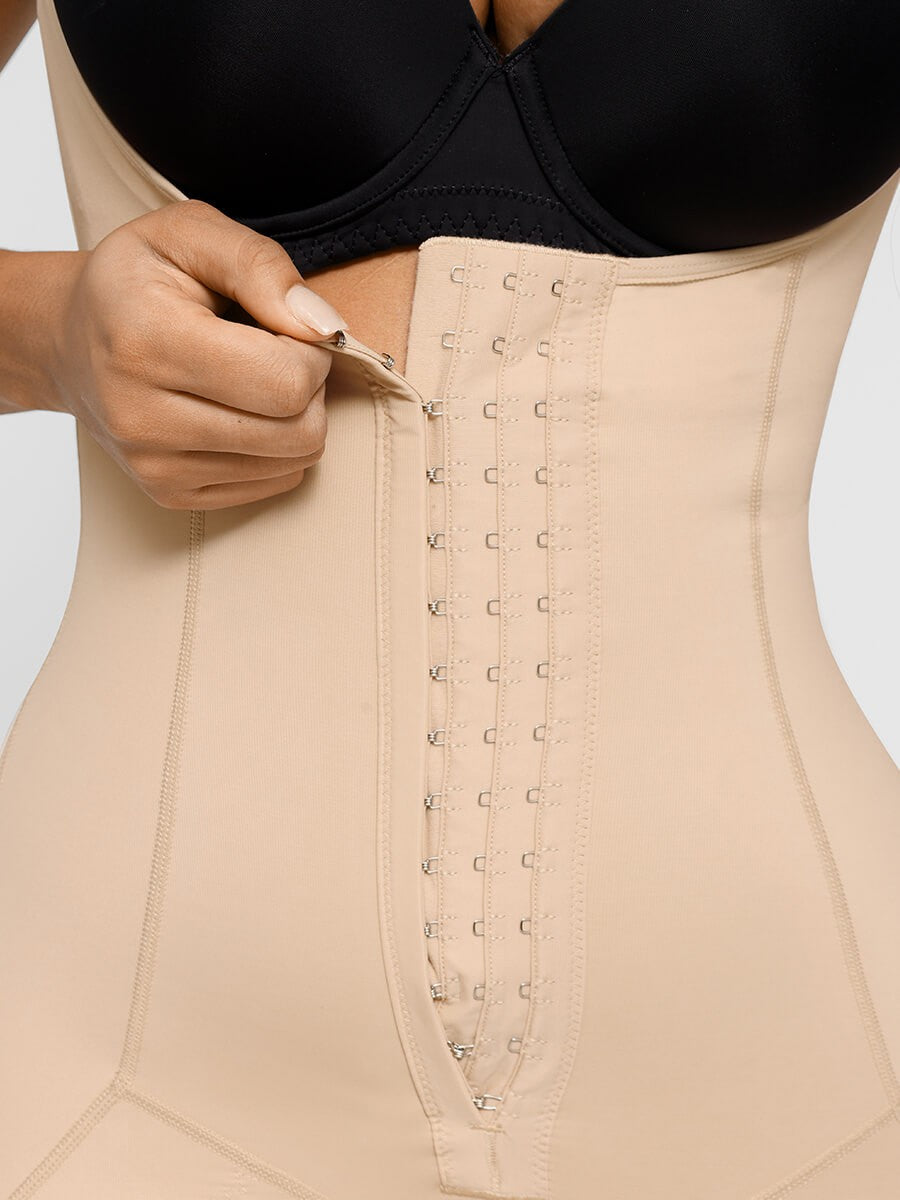 Full Body Shaper Bodysuit with Double-Layer Abdomen & Butt Lift, Adjustable Shoulder Straps
