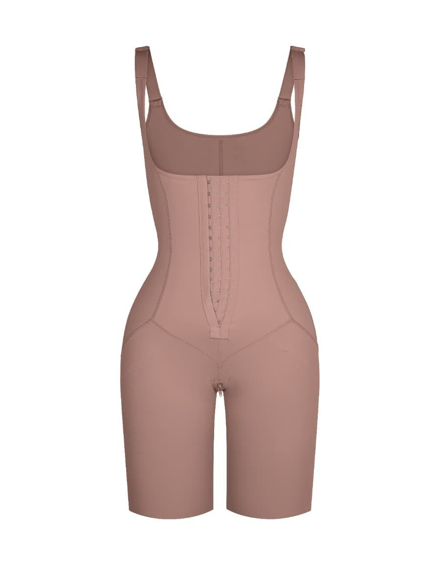 Full Body Shaper Bodysuit with Double-Layer Abdomen & Butt Lift, Adjustable Shoulder Straps