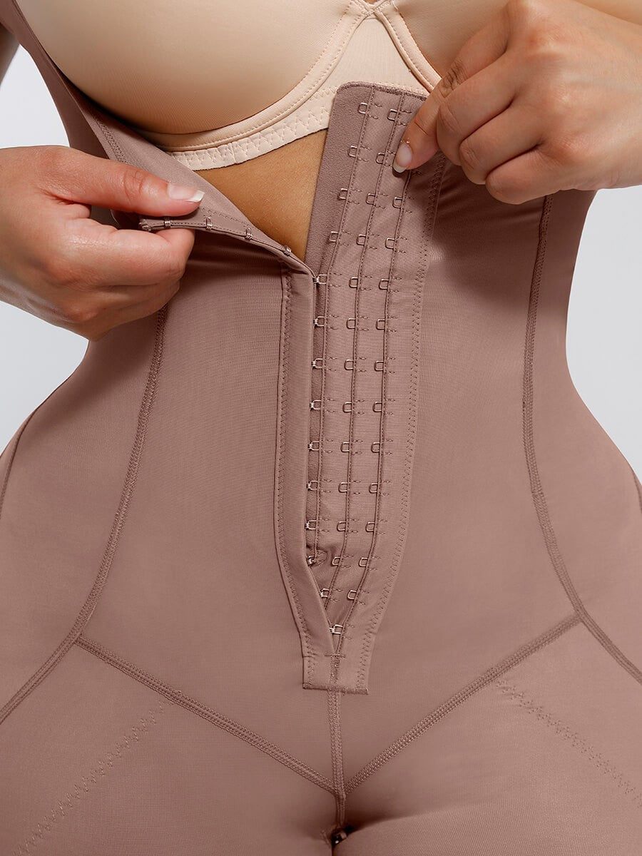 Full Body Shaper Bodysuit with Double-Layer Abdomen & Butt Lift, Adjustable Shoulder Straps