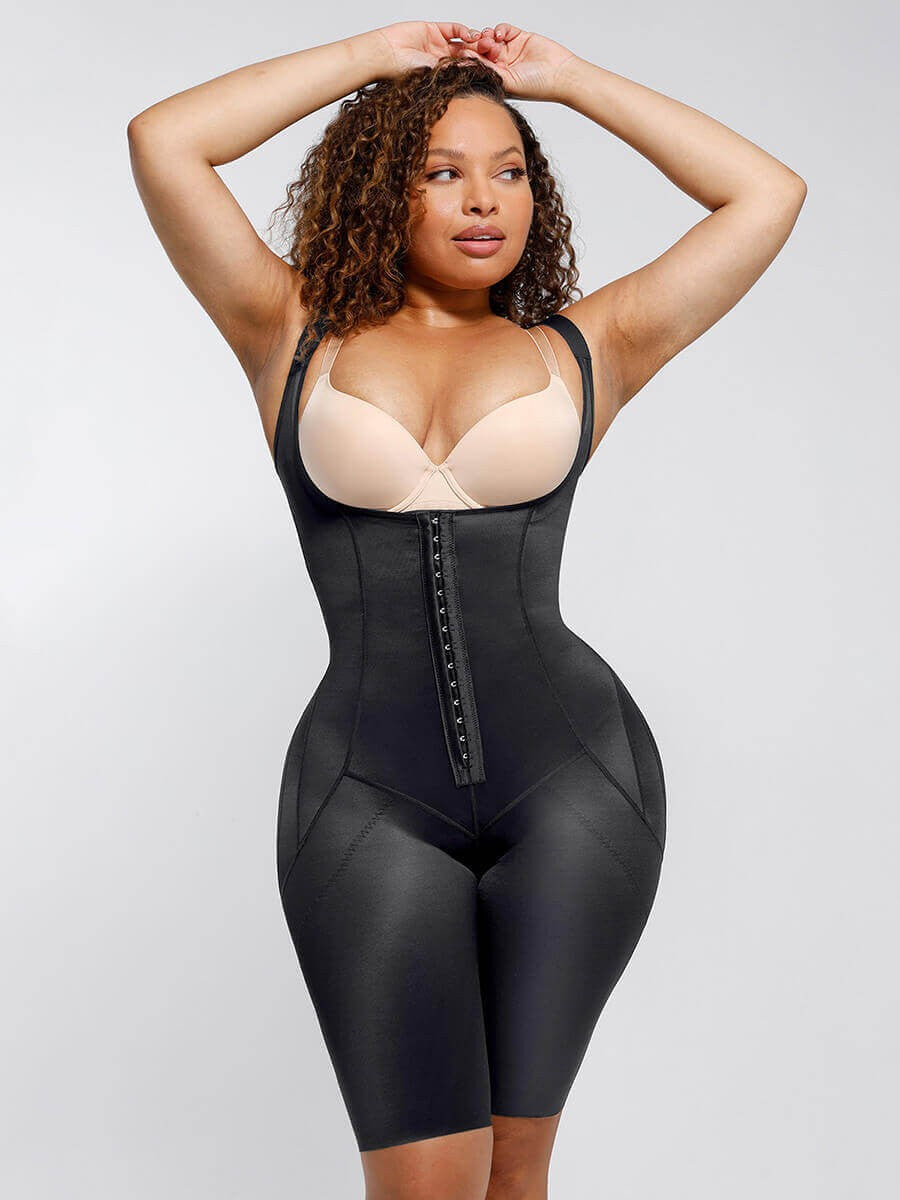 Full Body Shaper Bodysuit with Double-Layer Abdomen & Butt Lift, Adjustable Shoulder Straps