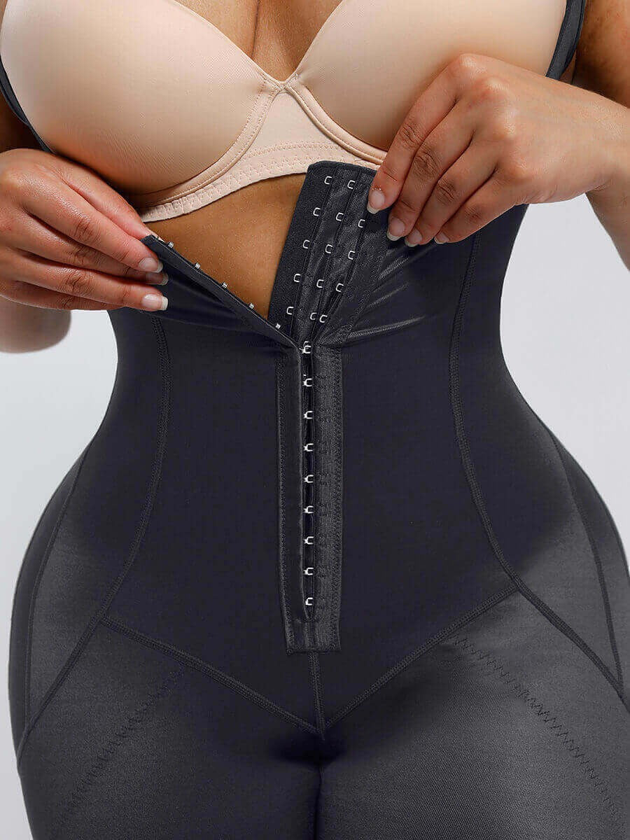 Full Body Shaper Bodysuit with Double-Layer Abdomen & Butt Lift, Adjustable Shoulder Straps