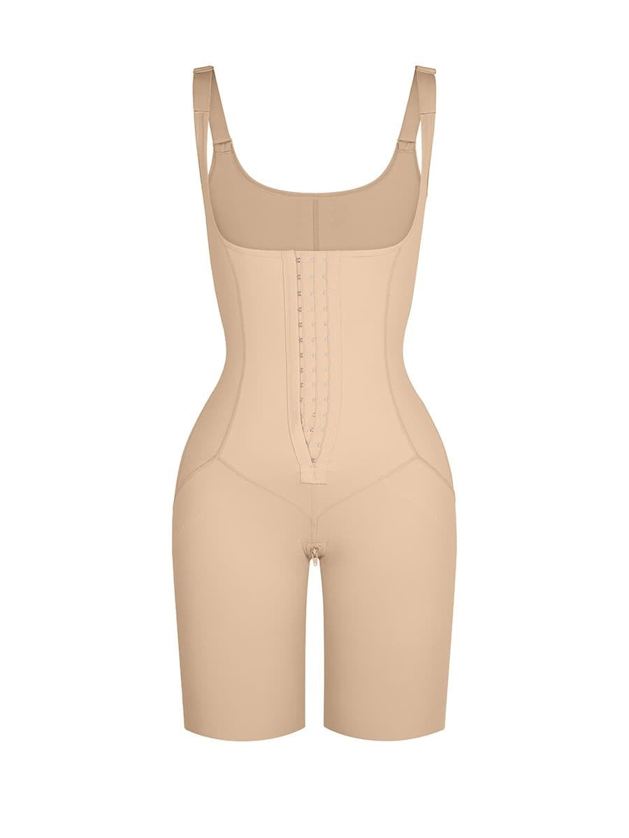 Full Body Shaper Bodysuit with Double-Layer Abdomen & Butt Lift, Adjustable Shoulder Straps