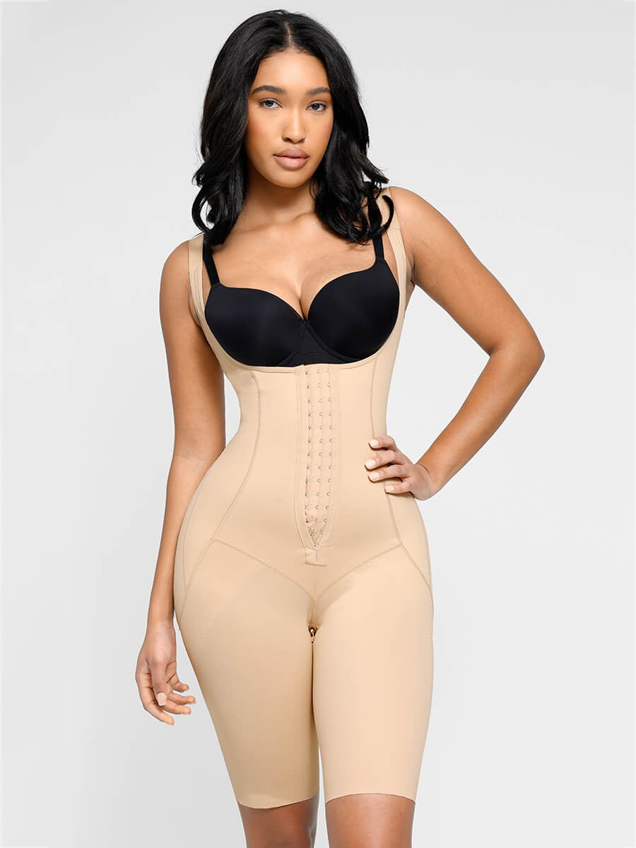 Full Body Shaper Bodysuit with Double-Layer Abdomen & Butt Lift, Adjustable Shoulder Straps