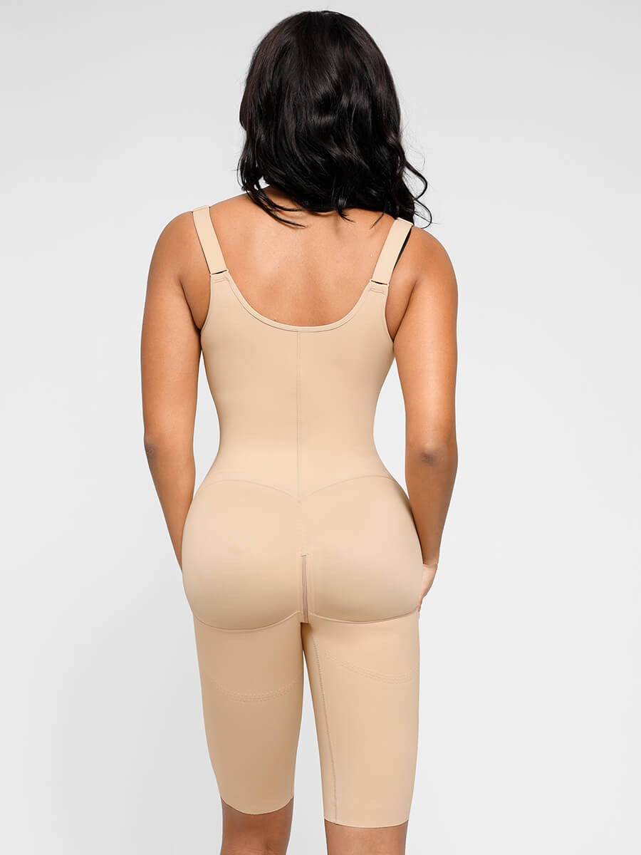 Full Body Shaper Bodysuit with Double-Layer Abdomen & Butt Lift, Adjustable Shoulder Straps