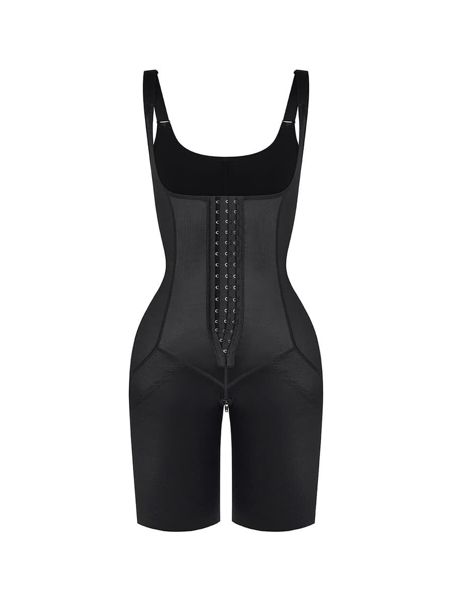 Full Body Shaper Bodysuit with Double-Layer Abdomen & Butt Lift, Adjustable Shoulder Straps