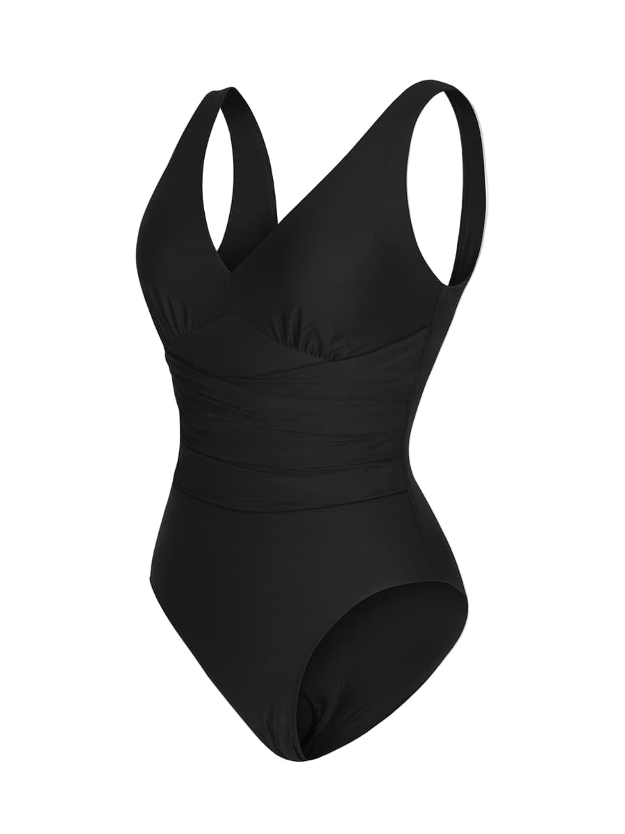 Tummy-Control Pleated Swimsuit